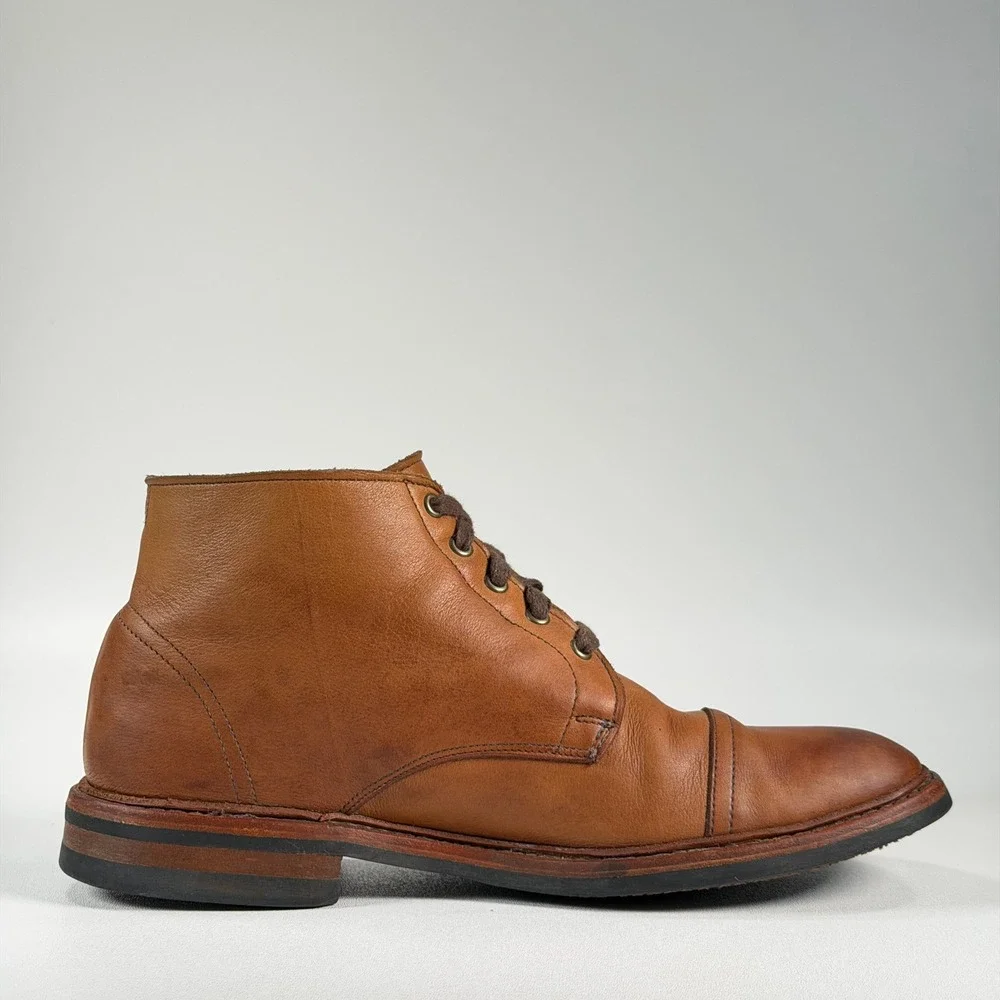 Allen Edmonds Patton Boots Mens 10 Brown Leather Cap Toe Lace Up Combat Dainite